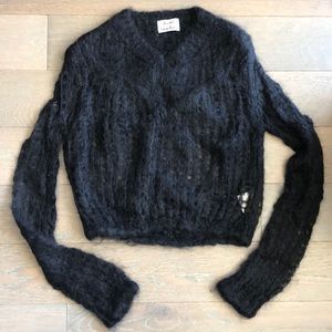 ACNE STUDIOS XS black open knit mohair sweater